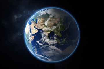 Wall Mural - realistic earth planet in space. created with generative ai technology
