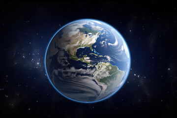 Wall Mural - realistic earth planet in space. created with generative ai technology