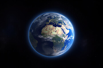 Wall Mural - realistic earth planet in space. created with generative ai technology