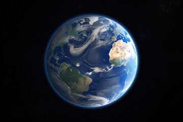 Wall Mural - realistic earth planet in space. created with generative ai technology
