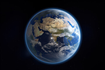 Wall Mural - realistic earth planet in space. created with generative ai technology