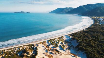 Poster - Aerial view of the Brazilian coastline near the town of Acores, on the island of Santa Catarina, Brazil