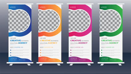 Wall Mural - Business Roll Up Banner stand vector creative design. Sale banner stand or flag design layout. Modern Exhibition Advertising vector eps10. Trend design geometric.