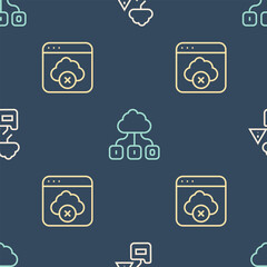 Poster - Set line Cloud technology data transfer, Failed access cloud storage and on seamless pattern. Vector
