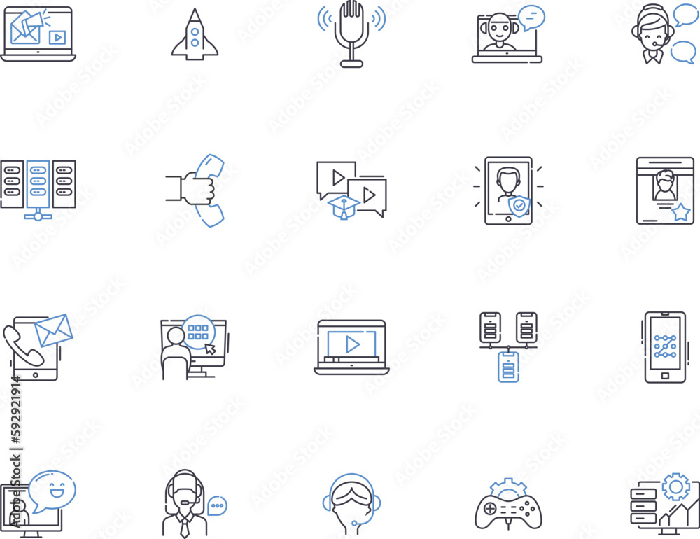 Audio outline icons collection. sound, music, speech, hearing ...