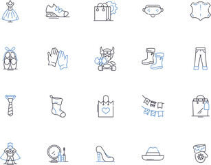 Fashion outline icons collection. clothing, apparel, style, trendy, chic, wear, apparel vector and illustration concept set. couture, garments, fabrics linear signs