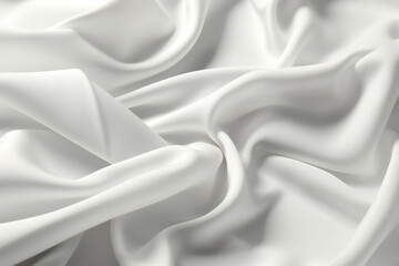 Closeup of rippled white silk fabric lines, Generative AI