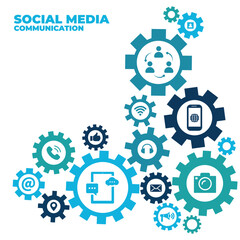 Fototapete - mobile communication, social media concept - vector illustration