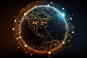 Poster - Interconnected world through tech, illustrating digital innovation and progress - generative AI