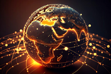 Poster - Interconnected world through tech, illustrating digital innovation and progress - generative AI