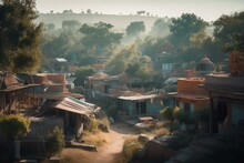 Beautiful Indian Village Scene. Generative AI