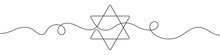 Star Of David In Continuous Line Drawing Style. Line Art Of Star Of David. Vector Illustration. Abstract Background