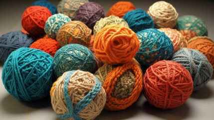 colorful yarn balls, close up