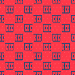 Wall Mural - Blue line Wardrobe icon isolated seamless pattern on red background. Cupboard sign. Vector