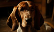 photo of Basset Hound in a cozy home environment with warm, inviting lighting and comfortable furnishings background. Generative AI
