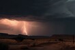 desert storm with lightning and thunder, illuminating the distant storm clouds, created with generative ai