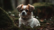 Kleiner Hund der Rasse Jack Russell Terrier im Wald