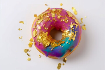 Tasty donut with glaze. Super photo realistic background, generative ai illustration