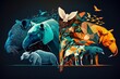 Abstract Animal Representations Celebrate World Wildlife Day. AI