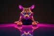 trippy cat, with its eyes dilated and body in motion, sitting on smooth surface, created with generative ai