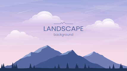 Wall Mural - A warm day in the mountains. Rocky mountains in the foreground. Bright sky and clouds. Vector image. Geometric polygonal design. Design background, banner, cover, wallpaper, postcard.