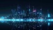 © ImageMaster - An image of a futuristic city skyline at night, with neon lights and glowing buildings - Generative AI