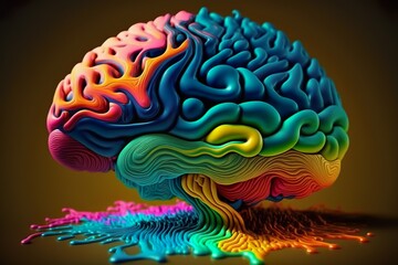 Brain Plasticity, Brainstorming method, Brain Colorfull Abstract, Generative AI