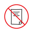 No document icon. Forbidden file icon. No file vector sign. Prohibited editing vector icon. Warning, caution, attention, restriction flat sign design. Do not edit. UX UI icon