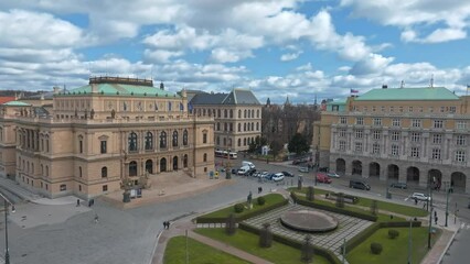 Wall Mural - Aerial view of the Rudolfinum Prague, a beautiful neo-renaissance building which is home to the Czech Philharmonic Orchestra.