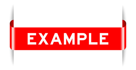 Wall Mural - red color inserted label banner with word example on white background