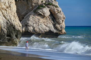 Wall Mural - The Birthplace of Aphrodite , Mediterranean sea coast near Paphos, Cyprus.