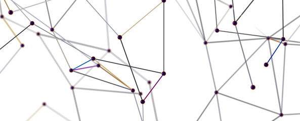 Gene lines and nodes, biological gene structure, 3d rendering.