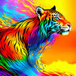 Painted water drop colorful tiger. Generative AI