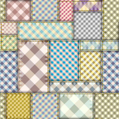 Poster - Geometric abstract pattern. Textile patchwork plaid style. Seamless vector pattern.