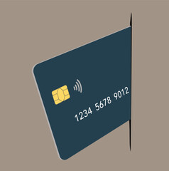 Sticker - A generic blank credit card with text area is seen stuck into a slice line in a grunge wall.