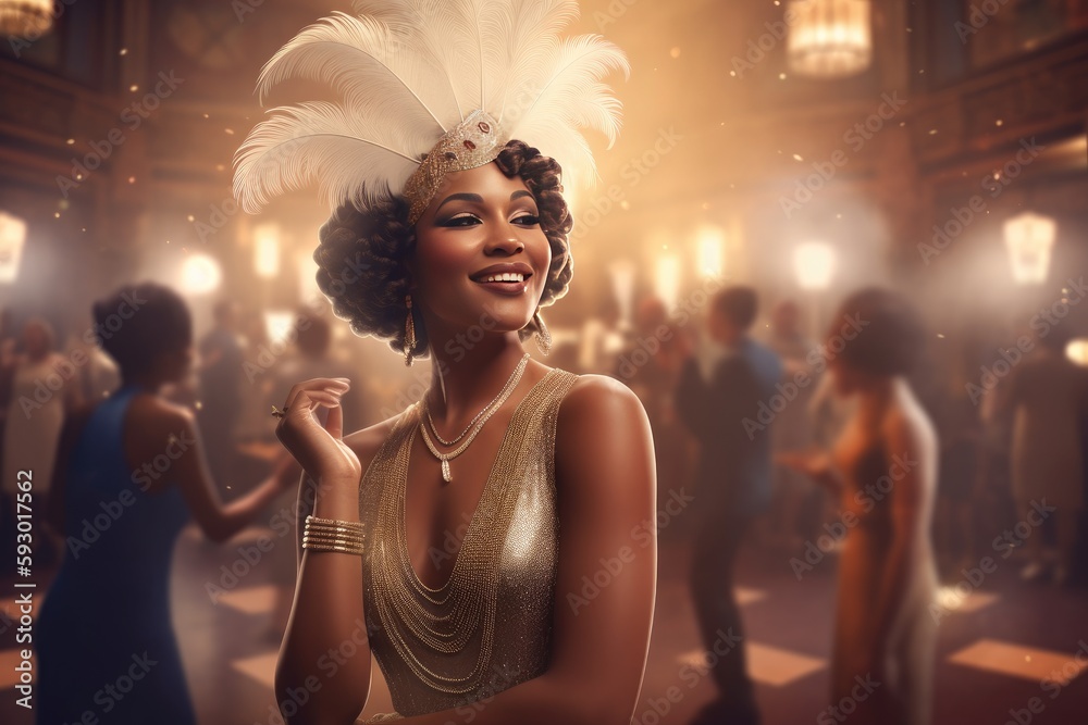 Stock-Illustration „Roaring 20's African American flapper girl in a bar ...