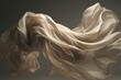 Beautiful beige material floating in the air, dynamic abstract backdrop, fly fabric. Generative AI