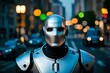 Roboter der Zukunft in einer Stadt