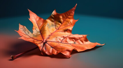 Wall Mural - Paper autumn leaves arrangement on orange background . Generative Ai