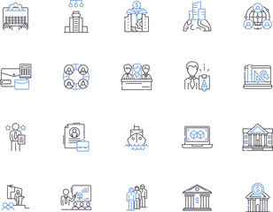 Enterprise architecture outline icons collection. Enterprise, Architecture, Systems, Integration, Strategic, IT, Infrastructure vector and illustration concept set. Modeling, Planning, Solutions