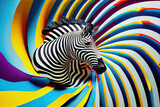Fototapeta Dziecięca - surreal african zebra in lsd colors, concept of drugs dream