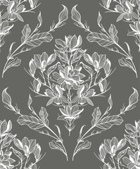 Wall Mural - seamless lace pattern, vector illustration, magnolia flowers