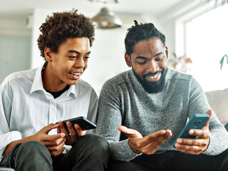 father son child family smartphone man teenage phone boy parent technology together lifestyle mobile