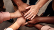 © Jezper - All hands together, united diversity or multi-cultural partnership in a group. Generative ai