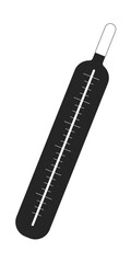 Poster - Mercury glass thermometer flat line black white vector object. Medical tool for temperature. Editable cartoon style icon. Simple isolated outline spot illustration for web graphic design and animation