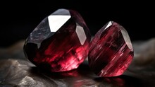  Two Large Red Diamonds Sitting On Top Of A Table Next To Each Other.  Generative Ai