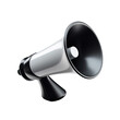 © Anastasiia - 3D Icon Of Megaphone With Black Body And Silver Handle. On An Isolated Transparent Background, Png. Generative AI