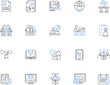 Project management outline icons collection. Planning, Scheduling, Tracking, Executing, Analysis, Organizing, Estimating vector and illustration concept set. Teamwork, Budgeting, Resourceful linear