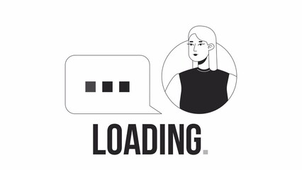 Fototapete - Live chat bw loader animation. Instant messaging app, platform. Flash message 4K video footage. Isolated monochrome loading progress indicator with alpha channel transparency for UI, UX web design
