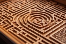 Wooden Labyrinth Board Game Top View. Generative AI